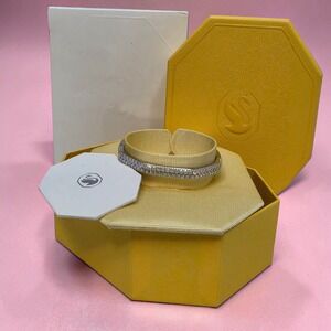 NIB Swarovski Matrix Bangle Bracelet White Rhodium Plated Crystal Medium 5705784